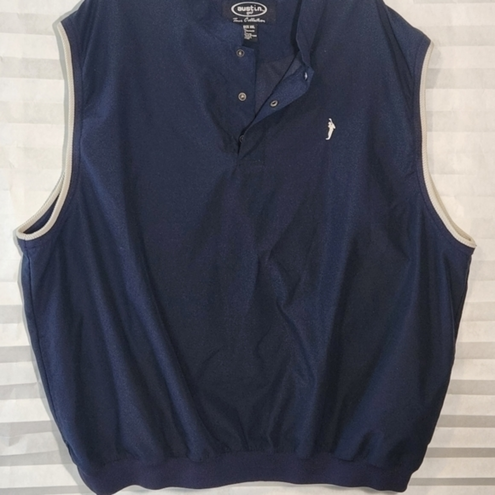 Austin Golf Tour Collection Navy Blue XXL Vest Pullover Jacket Shirt w/ Pockets‎